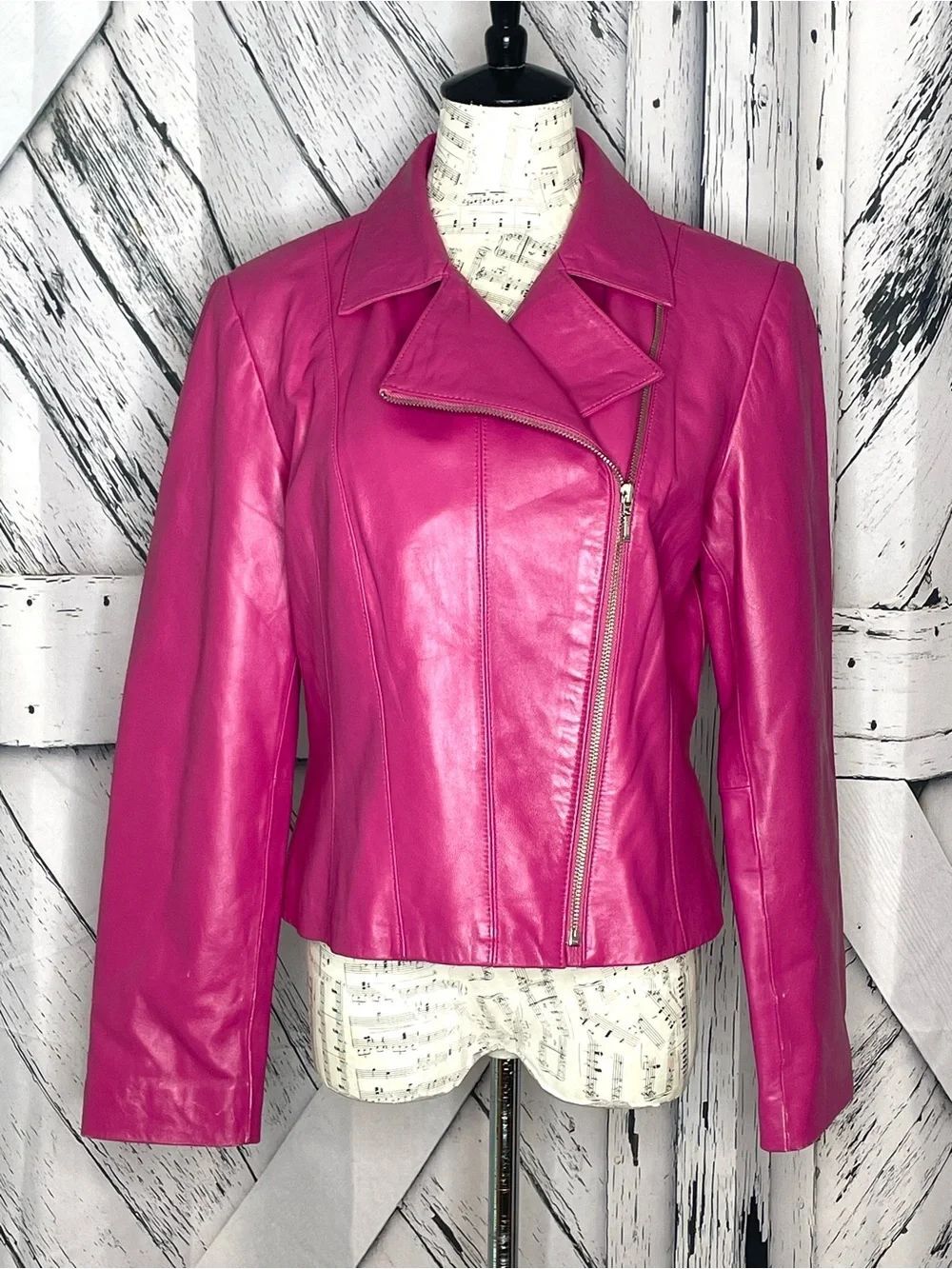 Yvonne Marie Leather Motorcycle Jacket Pink 10